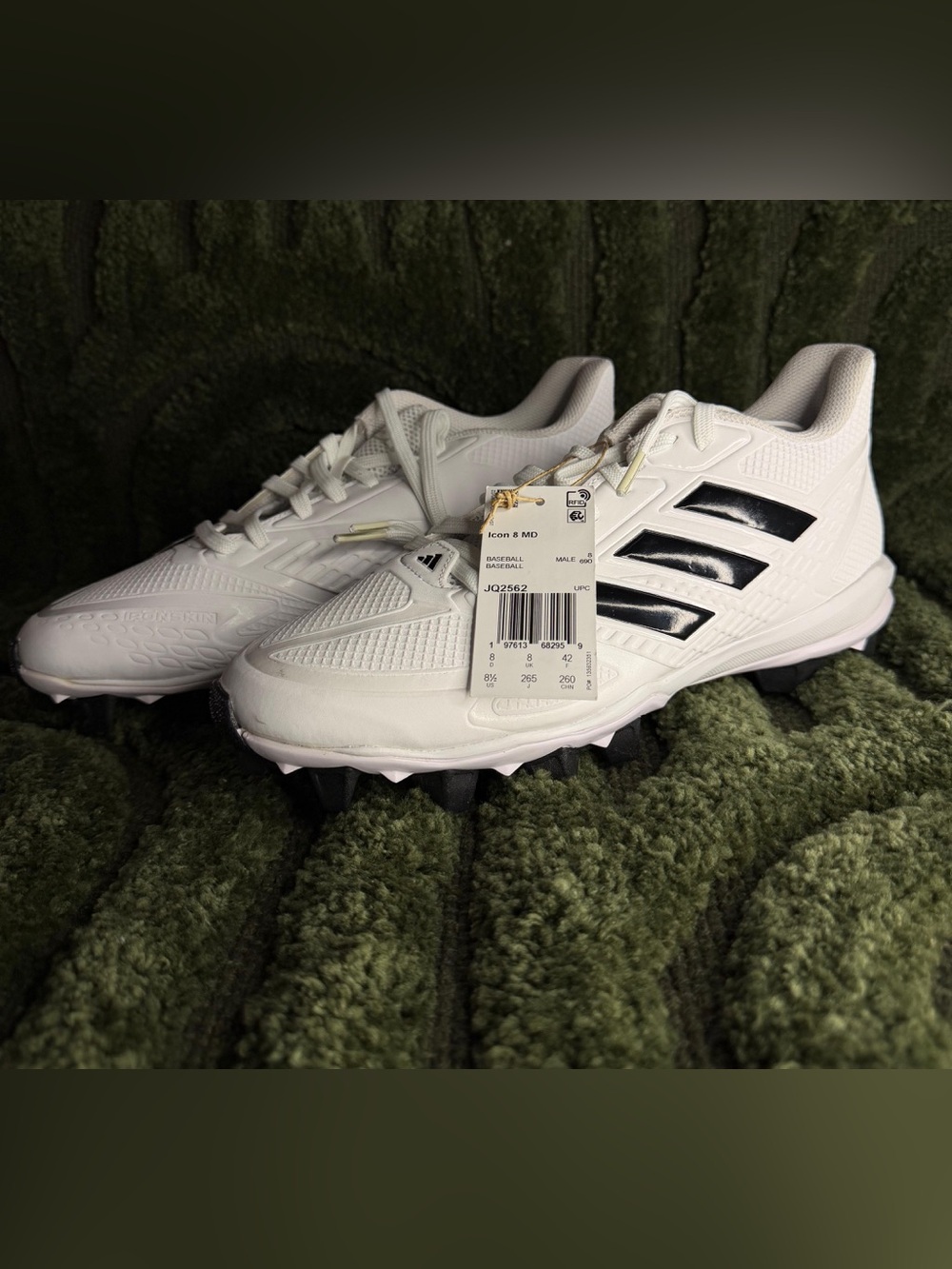 adidas Men’s White Athletic Cleats with Black Stripes